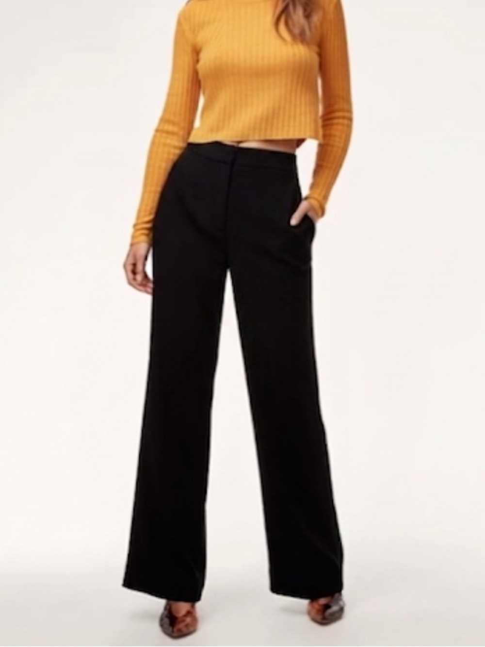 NWT Babaton Quillan Tailored Trouser Wide Leg Pant Long Longline Black Size 6